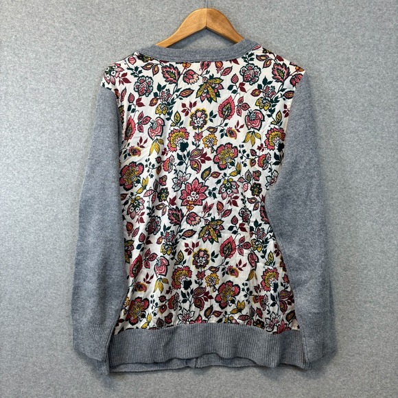 J Jason Wu Cardigan Womens Large Gray Sweater Botanical Floral Lined Office New - Picture 7 of 9